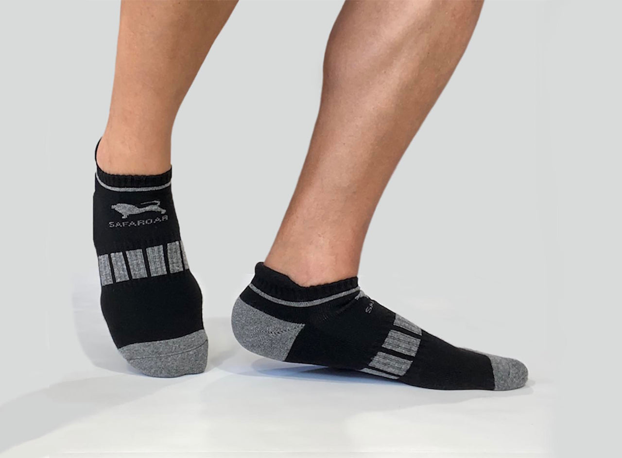 Men's Sports Ankle Sock (3 Pairs) Heather Grey Stripes